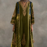 Inara - Green Chanderi Kali Kurta with Salwaar
