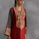 Ida - Red Kurta with Bandhani Farshi Salwaar