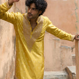 Yellow Bandhani Kurta With Pants