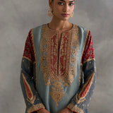 Ishtaar - Teal Blue choga with salwaar