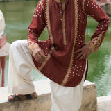 Rust Bandhani Kurta With Pants