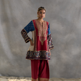 Irsia - Ajrakh Choga with Farshi Salwaar