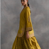 Ira - Mustard Kurta with Ajrakh Kali Sharara