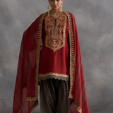 Ida - Red Kurta with Bandhani Farshi Salwaar